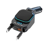 Fuhjythy Retractable Car Charger 96W with Bluetooth Car Adapter, 4 in 1 Fast Charging, Radio Bluetooth 5.3 FM Transmitter for Car