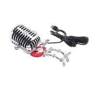 Fuhjythy Retro Style Vintage Microphone Robot Desk Lamp, Vintage Microphone Robot Touch Dimmer Lamp Table Lamp Red