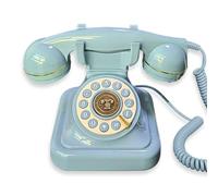 Fuhjythy Retro Style Wired Dial Telephone Plug-in Home Fixed Landline Antique European Office Telephone Fashion Decoration Classic Old Landline Telephone Blue