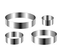 Fuhjythy Round Cake Ring Set 4/6/8/10 Inch Biscuit Cutter Circle Cookie Cutters Cake Mold Stainless Steel Pastry Ring for Baking