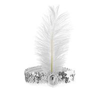 Fuhjythy Sequin White Elastic Headband Jewelry Accessory Fancy Costume