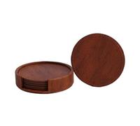 Fuhjythy Set of 6 Wood Grain Leather Coasters Coasters for Tea & Coffee Cups - Insulated Non-Slip Placemats for Home Bar & Counter A