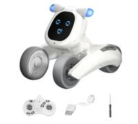 Fuhjythy Smart Robot Puppy Dog RC Robot Puppy Dance Interactive RC Robot Puppy Voice Control Intelligent Gift for Kids Gray