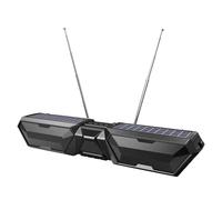 Fuhjythy Solar Bluetooth Speaker Wireless Stereo Dual Antenna Outdoor Speaker with Phone Charger TF FM USB Phone Holder Black