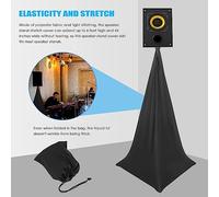 Fuhjythy Speaker Stand Cover, DJ Speaker Stand Tripod Scrim Skirt with Carry Bag, 360 Degree Black Cover for Wedding, Stage Gig