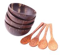 Fuhjythy Spoon Set,4 Bowls 4 Spoons,Gift for Vegans,Salad Fruit Snack Bowl for Kitchen,Dining and Decoration
