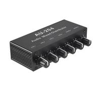 Fuhjythy Stereo Mixer Audio (2 Input 4 Output) Push Four Headphones or External Power Amplifiers Volume Control