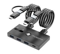 Fuhjythy Upgrade TYPE C+USB3.0 Switch 2 in 4 Out Printer Sharer Keyboard and Mouse/Scanner USB C KVM SWITCH
