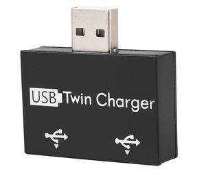 Fuhjythy USB 2.0 Male to Twin Female Charger Dual 2 Port USB Dc 5V Charging Splitter Hub Adapter Converter Connector