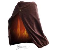 Fuhjythy USB Heated Warm Fleece Shawl & Wrap Intelligent Electric Heating Blanket Kneepad for Home,Brown 40x80cm