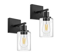 Fuhjythy Wall Sconces Set of Two, Matte Black Vanity Lights for Bathroom, Modern Wall Light Fixtures (Without Bulbs)