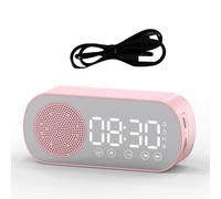 Fuhjythy Wireless Bluetooth Speaker Clock Radio Support TF Card Digital Alarm for Home Office Pink