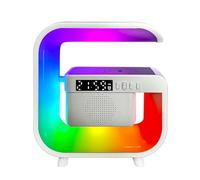 Fuhjythy Wireless Charger Stand Bluetooth 5.0 Speaker Multifunction FM TF RGB Night Light Fast Charging Station for Smartphone-A