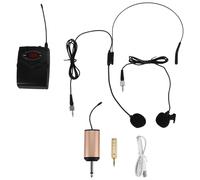 Fuhjythy Wireless Microphone Set with Head-Wear + Lavalier Lapel Mics Transmitter Receiver UHF Frequency for Speech Teaching