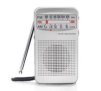 FUHONGYUAN AM FM Portable Pocket Radio, Compact Transistor Radios - Best Reception, Loud Speaker, Earphone Jack, Long Lasting, 2 AA Battery Operated (Silver)