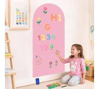 FUHSY Magnetic Arch Wall Decal for Kids, Pink Magnetic Chalkboard 100x45CM with Multiple Accessories, Strong Self Adhesive Magnet Wall Drawing Learning Board Sticker for Home Decor Playroom Classroom
