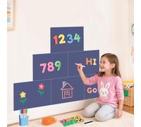 FUHSY Magnetic Chalkboard Wall Decal Set of 6 Peel and Stick Magnet Sheets with Chalk Tangram Puzzle and Multiple Accessories Dusty Blue Magnetic Chalk Boardfor Home Playroom and Classroom