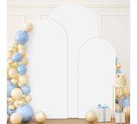FUHSY Set of 3 Spandex Arch Cover 1.8M 2M 2.2M Round Top Chiara Arch Backdrop Stand Cover White 2-Sided Wedding Arch Frame Covers for Backdrop Birthday Party Arches Covers for Baby Shower