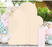 FUHSY Spandex Fitted Arch Backdrop Cover Set of 3 Wedding Arch Covers Beige 1.8M 2M 2.2M Chiara Backdrop Stand Set Cover Arched Arbor Arches Stand Covers for Kids Party Birthday Decor