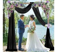 FUHSY Wedding Arch Draping Fabric 1 Panel 0.7M x 6M Black Sheer Chiffon Drapery Fabric for Bridal Shower Sheer Backdrop Curtains Chiffon Wedding Arch Drapes for Arbor Wedding Archway Ceremony
