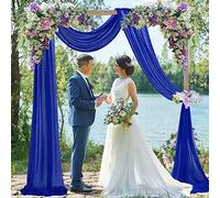 FUHSY Wedding Arch Draping Fabric Blue 0.7M x 6M 1 Panel Chiffon Fabric Drapery Royal Blue Sheer Backdrop Curtains Wedding Arches Sheer Fabric for Ceiling Drapes Bridal Archway Wedding Arch Drape