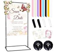FUHSY Wedding Sign Holder 172x81x40cm Black Metal Welcome to Our Wedding Sign Holder for Seating Charts Floor Easel Stand to Welcome Guests Heavy Duty Easel Stand for Reception Signs Poster Display