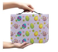 FUIALDOLG Bible Cover Bible Case Book Carrying Holder for Church Bag Waterproof Bible Organizer with Zipper Pocket and Handle Bible Study Supplies with Easter Eggs print