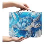 FUIALDOLG Blue Sea Turtle Bible Cover for Women Men Waterproof Leather Bible Cover for Bible Study Books, Bible Carrying Bag with Handles