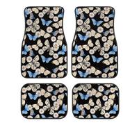 FUIALDOLG Butterfly Daisy Car Floor Mat Full Set 4 Piece Floor Mats Rubber Backing Anti-Slip Universal Fit SUV Truck Vehicles All Weather Protection