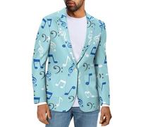 FUIALDOLG Men's Casual Blazer Modern Leisure Jacket Tops Sporty Slim Fit One Buttons for Party,Wedding,Banquet,Prom Musical Notes