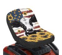 FUIALDOLG Riding Lawn Mower Seat Cover,Cow American Flag Universal Tractor Seat Cover Excavator Seat Covers with Back Storage Bag