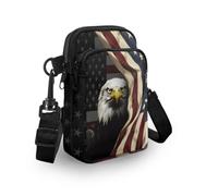 FUIALDOLG Small Crossbody Cell Phone Purse, Lightweight Mini Messenger Shoulder Handbag Wallet with Adjustable Strap, Eagle Usa Flag-aa
