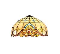 FUIBEJAE 12Inch Tiffany Style Stained Glass Lampshade Replacement Yellow Baroque Vintage Stained Glass Lampshade for Table Lamps Ceiling Fixture Floor Lamp Pendant Light