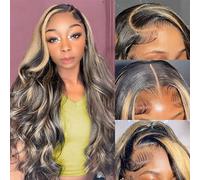 FUIBEJAE 13X4 HD Deep Wave Lace Front Wigs Human Hair,150% Density Brazilian Virgin Wet Wavy Wig Long Curly Hair Wig Wave for Black Women,#P1b/27,150%,20inch