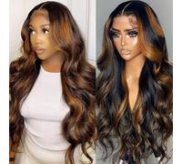 FUIBEJAE 13X4 HD Deep Wave Lace Front Wigs Human Hair,150% Density Brazilian Virgin Wet Wavy Wig Pineapple Wave for Black Women,#p1b/30,250%,18inch