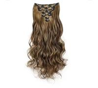 FUIBEJAE 18Inch Dark Brown Hair Extensions Clip In, Synthetic Long Kinky Curly Clip in Hair Extension, Natural Hairpieces for Women And Girls,7Pcs 16Clips,4H27#