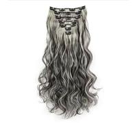 FUIBEJAE 18Inch Dark Brown Hair Extensions Clip In, Synthetic Long Kinky Curly Clip in Hair Extension, Natural Hairpieces for Women And Girls,7Pcs 16Clips,1BH613#