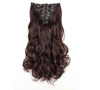 FUIBEJAE 18Inch Dark Brown Hair Extensions Clip In, Synthetic Long Kinky Curly Clip in Hair Extension, Natural Hairpieces for Women And Girls,7Pcs 16Clips,2M33#
