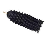 FUIBEJAE #1B Deep Wave Curly Feather Crochet Braid Human Hair Extensions Knotless Pre Separated Crochet Virgin Braiding Hair Invisible Braids Hair Bundles for Black Women 100G,16inch