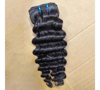 FUIBEJAE 1Bundles 12A Deep Wave Curly Human Hair Wet And Wavy Bundles Human Hair Brazilian Unprocessed Remy Hair Curly Weave Extensions Natural Black Curly Hair for Women,16inch