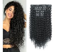 FUIBEJAE 26 Inch Clip in Hair Extensions, Invisible And Seamless Water Ripple Wig Pieces Roll Hair Clip Style Curly Hair Extension Long Soft Natural Hairpiece for Women,6Pcs,1#