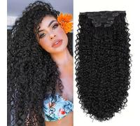 FUIBEJAE 28Inch Dark Brown To Light Brown Hair Extensions Clip In, Synthetic Long Kinky Curly Clip in Hair Extension, Natural Hairpieces for Women and Girls,7Pcs 16Clips,Black