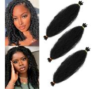 FUIBEJAE 3 Packs 24 Inch Soft Twist Hair for Afro Marley Locs, Pre-Separated Spring Crochet Braid Hair Curly Marley Braiding Hair Extensions for Black Women,1B#