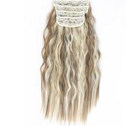 FUIBEJAE 4 PCS Clip in Hair Extensions Long Water Ripple Wavy Hair Wigs Soft Curly Hair Piece for Daily Party Cosplay Wig,1B/613 18inch