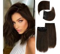 FUIBEJAE 4 Pcs Clip in Hair Extensions One-Piece Pad Invisible Thickened on Both Sides Soft Straight Hairpad Wig Hair Piece for Women Hair Patch Replacement on The Top of The Head,33/12B#