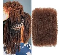 FUIBEJAE 4C Afro Kinky Bulk Human Hair for Dreadlock Extensions Loc Repair Braiding,Twists, Braids,Afro Kinky Curly Human Hair Bulk Haircan Be Dyed And Bleached,#4,30g,10inch