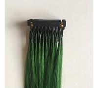 FUIBEJAE 6D 1Nd Generation Human Hair Extension Seamless Invisible 6D Original Braided Real Remy Hair Extension Bundle Color Wig Extension for Women 10 Rows,Green,16inch(40cm)