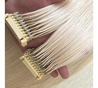 FUIBEJAE 6D 1St Generation Hair Extension for Women, 6D Machine Quick No Track Groove Connection To The Head Hair Real Human Hair, 10 Rows 100Strands,Beige,24 INCHES