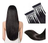 FUIBEJAE 6D 1St Generation Hair Extension for Women, 6D Machine Quick No Track Groove Connection To The Head Hair Real Human Hair, 10 Rows 100Strands,Black,30 INCHES
