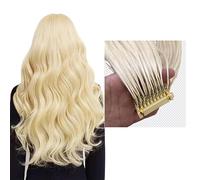 FUIBEJAE 6D 1st Generation Human Hair Extensions 6D Machine Quick No Track Groove Connection To The Head Hair Real Human Hair for women,Blonde,10 Rows,26inch